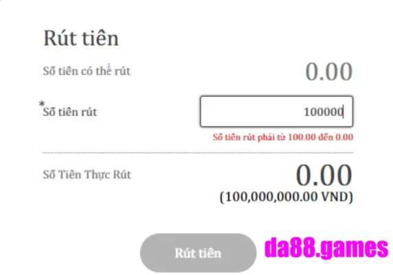 Xác nhận thông tin rút tiền DA88 thật chính xác